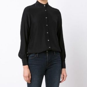 FRAME black button up silk blouse
